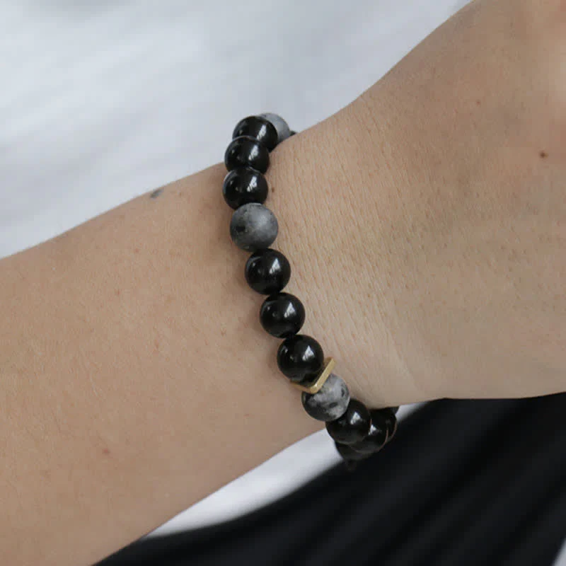 Braccialetto di purificazione con pietra glitterata nera e ossidiana nera - Image 10
