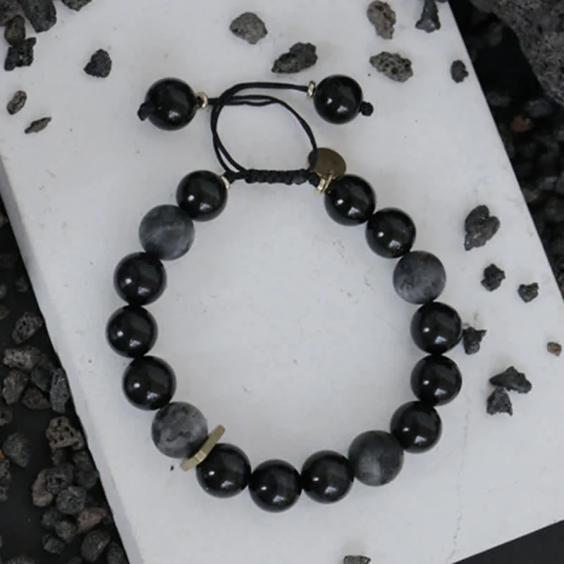 Braccialetto di purificazione con pietra glitterata nera e ossidiana nera - Image 12