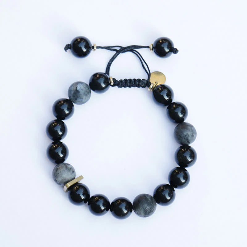 Braccialetto di purificazione con pietra glitterata nera e ossidiana nera - Image 7
