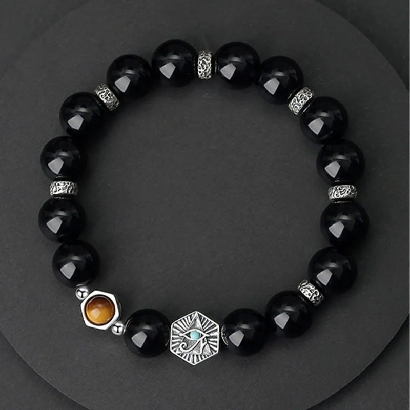Braccialetto di purificazione Occhio di Tigre Occhio della Provvidenza in Argento Sterling 925 Buddha Stones - Image 11