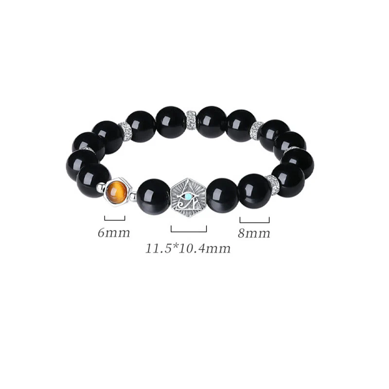 Braccialetto di purificazione Occhio di Tigre Occhio della Provvidenza in Argento Sterling 925 Buddha Stones - Image 13