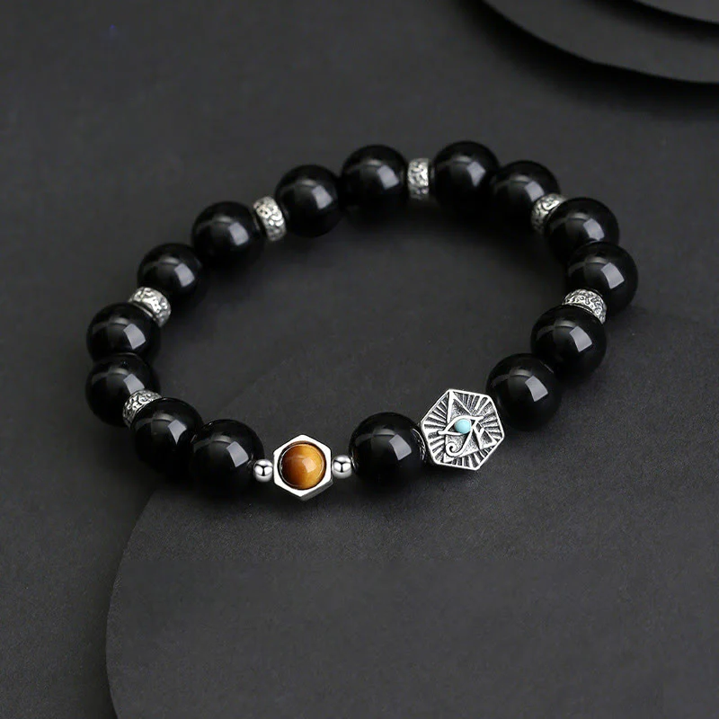 Braccialetto di purificazione Occhio di Tigre Occhio della Provvidenza in Argento Sterling 925 Buddha Stones - Image 2