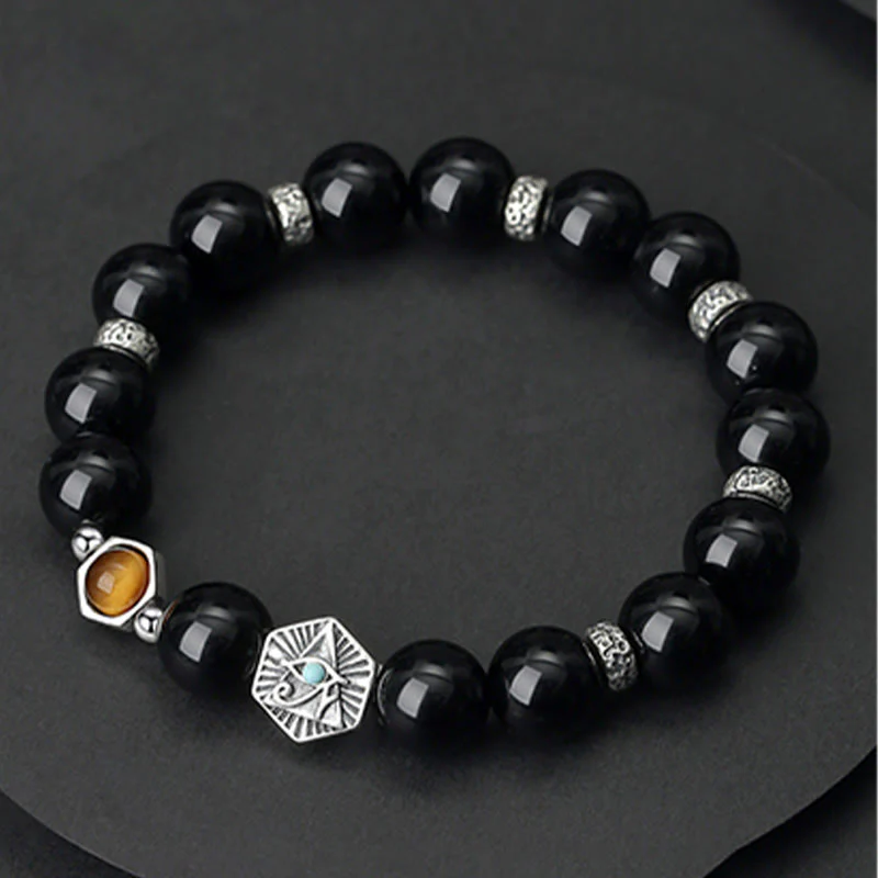 Braccialetto di purificazione Occhio di Tigre Occhio della Provvidenza in Argento Sterling 925 Buddha Stones - Image 6