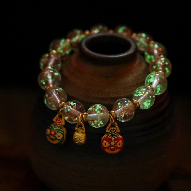 Braccialetto di successo con perline di vetro fluorescente luminoso Liuli, ciondolo famiglia bestia che deglutisce Buddha Stones - Image 18