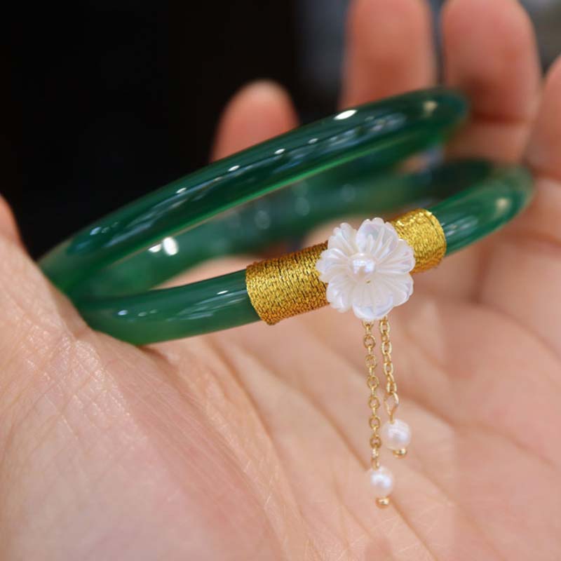 Braccialetto di successo in giada bianca ciano naturale Buddha Stones - Image 3