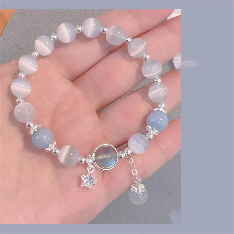 Braccialetto di supporto con ciondolo a forma di stella a forma di farfalla, pietra di luna e occhio di gatto Buddha Stones - Image 15
