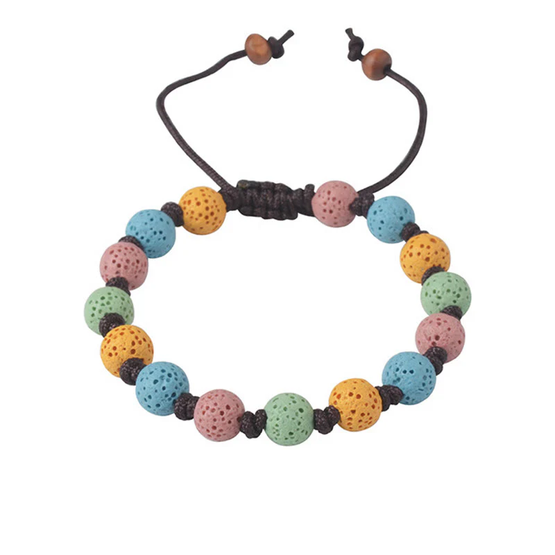 Braccialetto di supporto in pietra lavica colorata Buddha Stones - Image 10