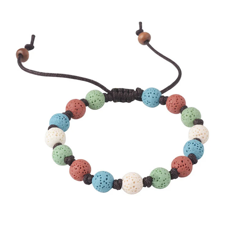 Braccialetto di supporto in pietra lavica colorata Buddha Stones - Image 14