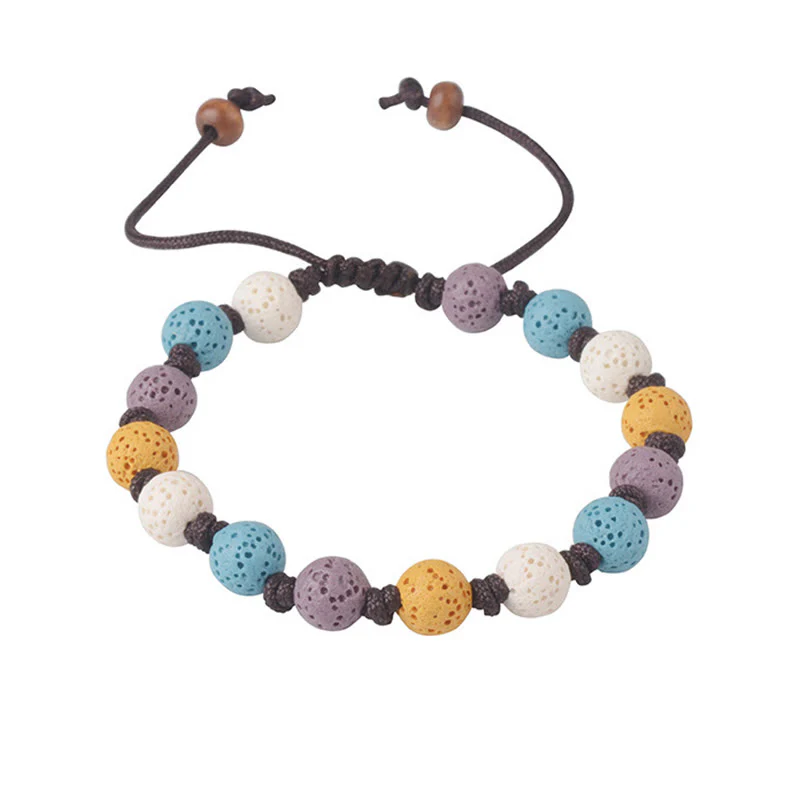 Braccialetto di supporto in pietra lavica colorata Buddha Stones - Image 18