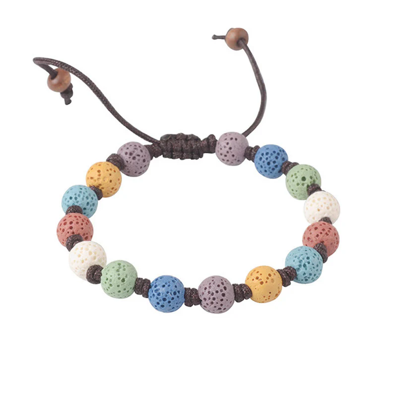 Braccialetto di supporto in pietra lavica colorata Buddha Stones - Image 4