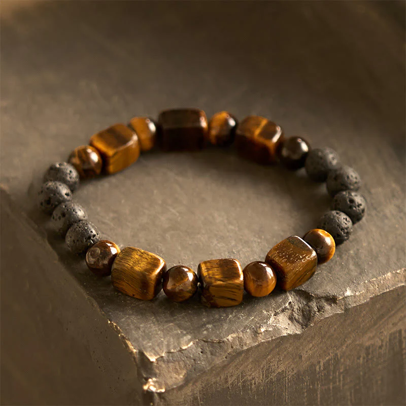 Braccialetto di supporto in pietra lavica con vari cristalli Buddha Stones - Image 11