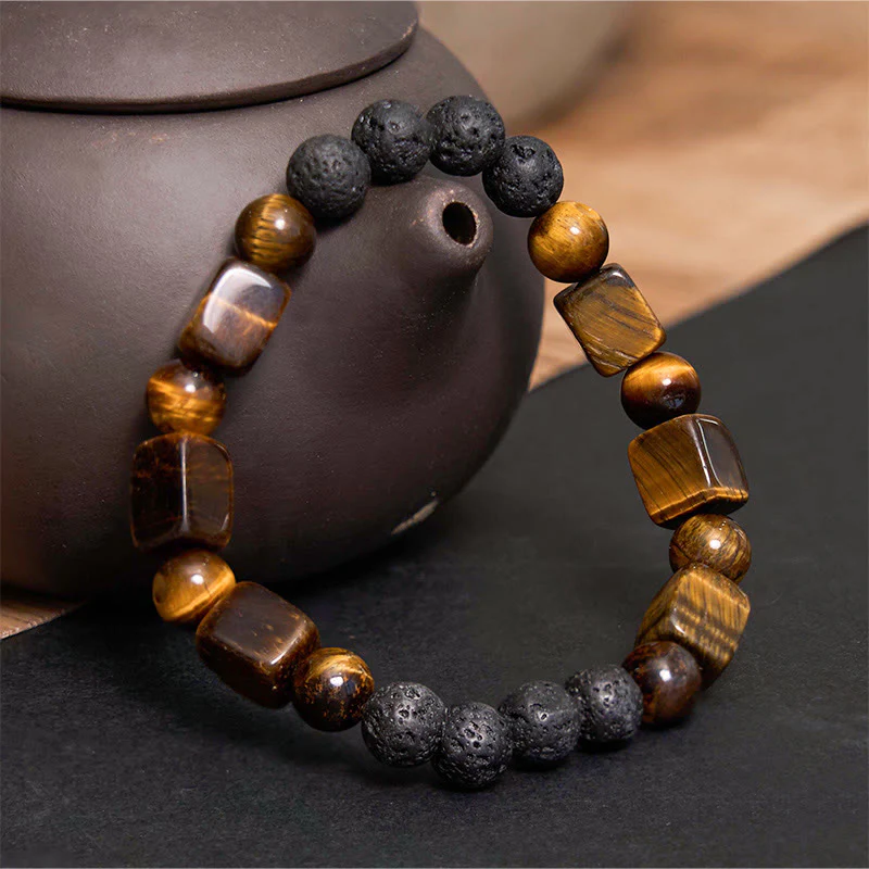 Braccialetto di supporto in pietra lavica con vari cristalli Buddha Stones - Image 12