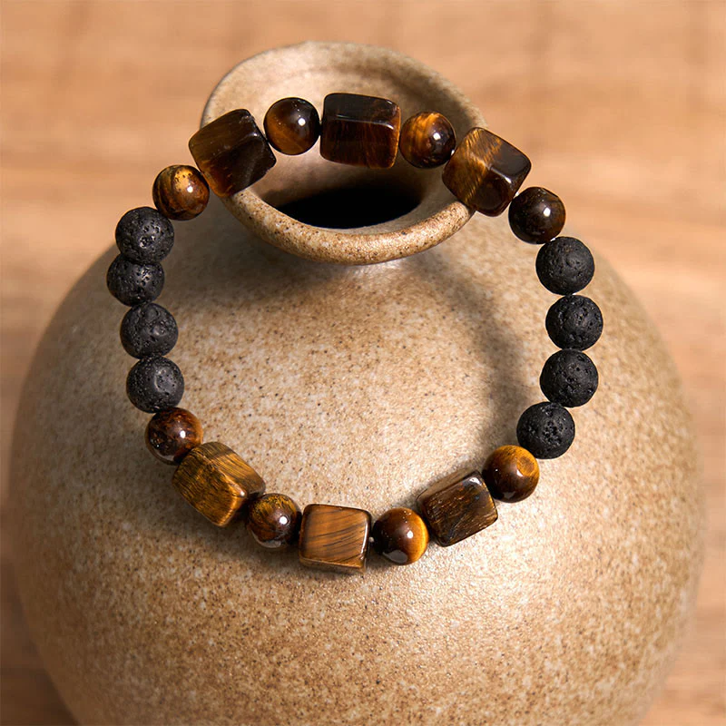Braccialetto di supporto in pietra lavica con vari cristalli Buddha Stones - Image 14