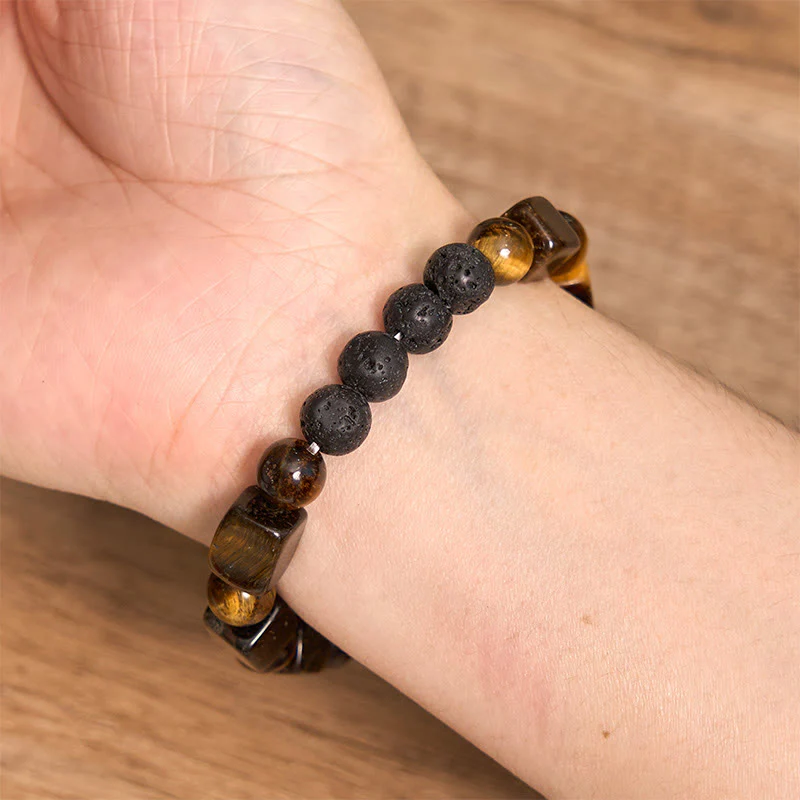 Braccialetto di supporto in pietra lavica con vari cristalli Buddha Stones - Image 16
