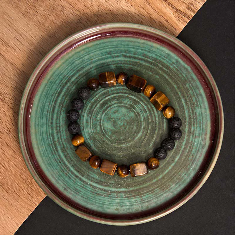 Braccialetto di supporto in pietra lavica con vari cristalli Buddha Stones - Image 17