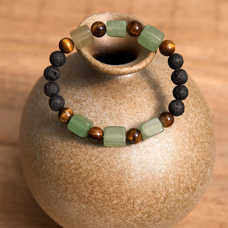 Braccialetto di supporto in pietra lavica con vari cristalli Buddha Stones - Image 24