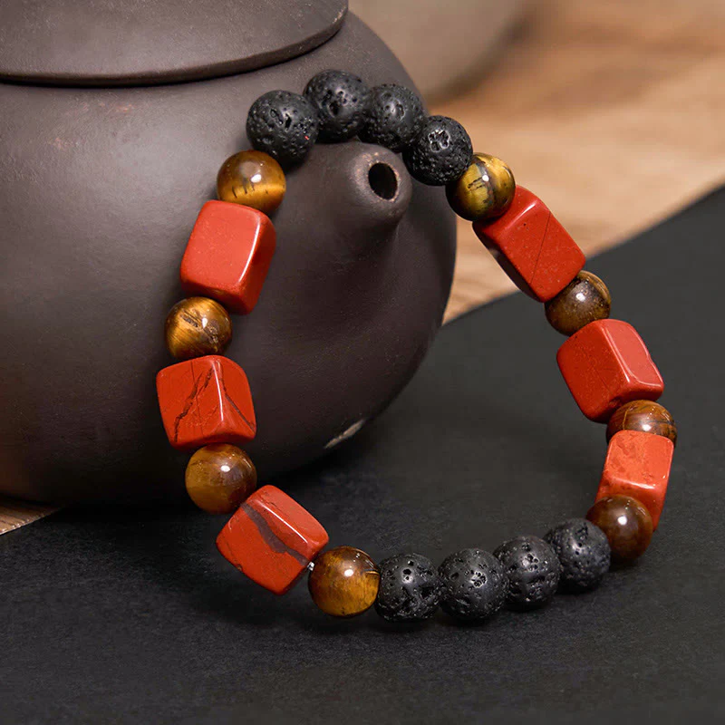 Braccialetto di supporto in pietra lavica con vari cristalli Buddha Stones - Image 31