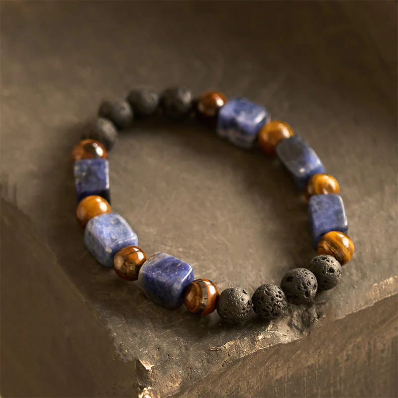 Braccialetto di supporto in pietra lavica con vari cristalli Buddha Stones - Image 41