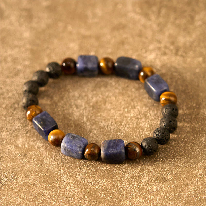 Braccialetto di supporto in pietra lavica con vari cristalli Buddha Stones - Image 44