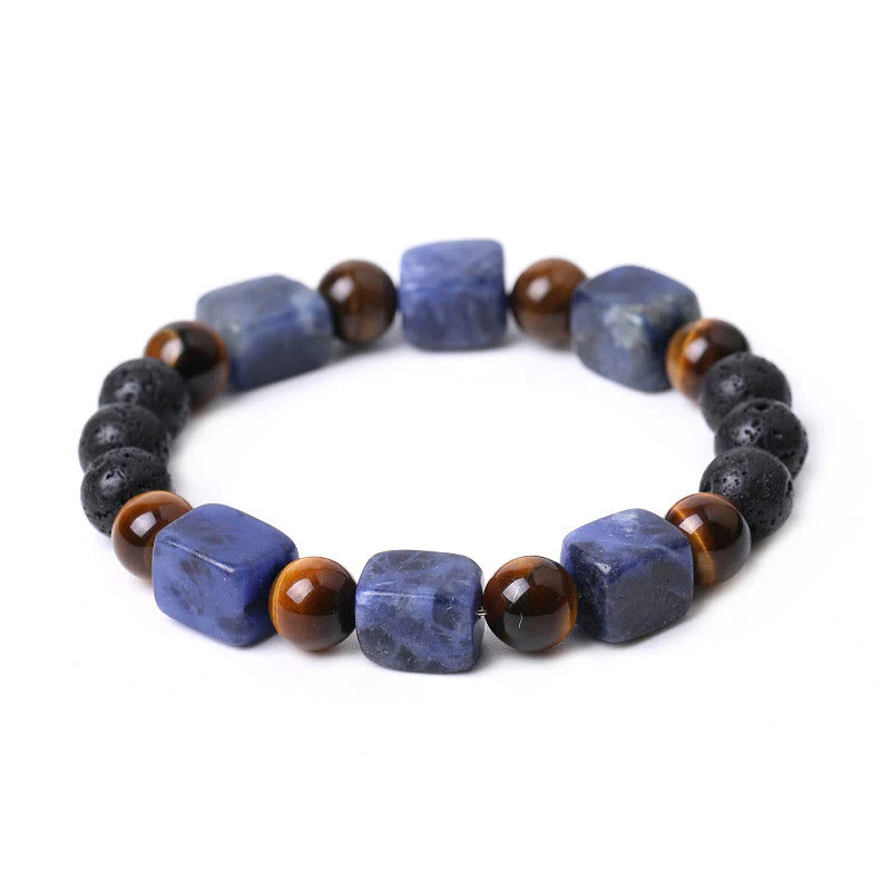Braccialetto di supporto in pietra lavica con vari cristalli Buddha Stones - Image 48