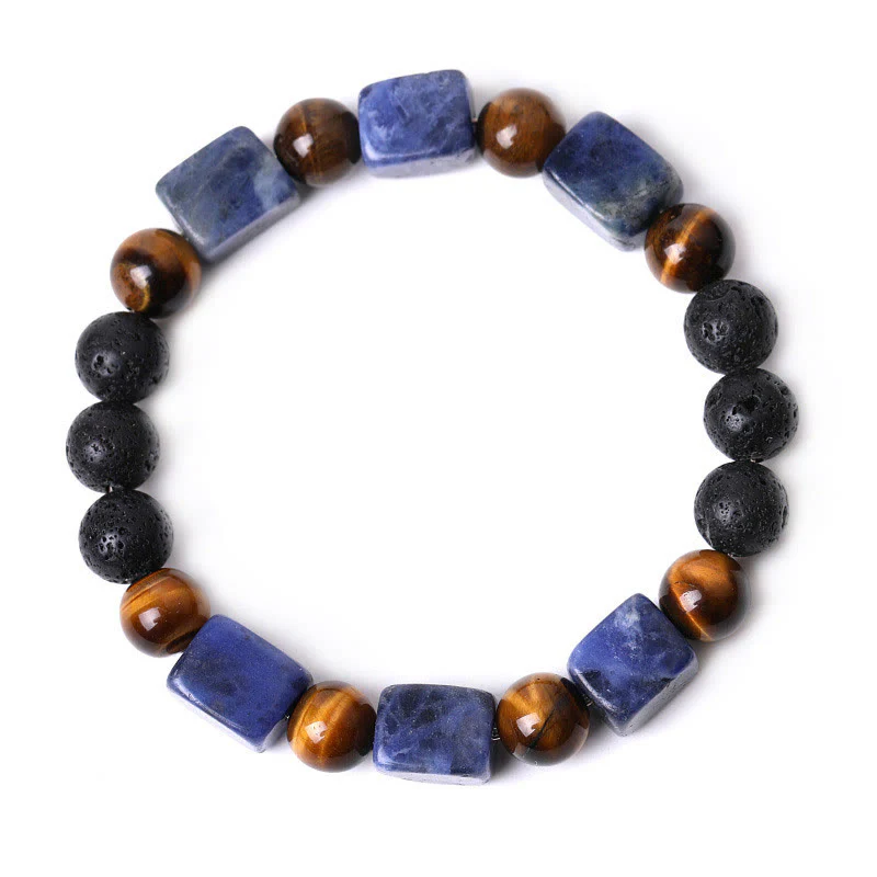 Braccialetto di supporto in pietra lavica con vari cristalli Buddha Stones - Image 49