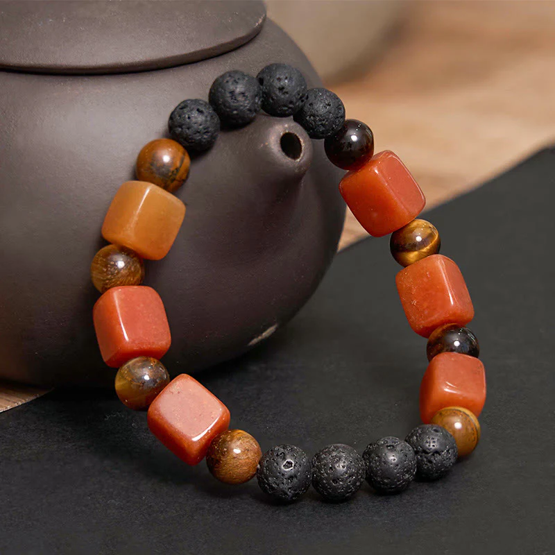 Braccialetto di supporto in pietra lavica con vari cristalli Buddha Stones - Image 52