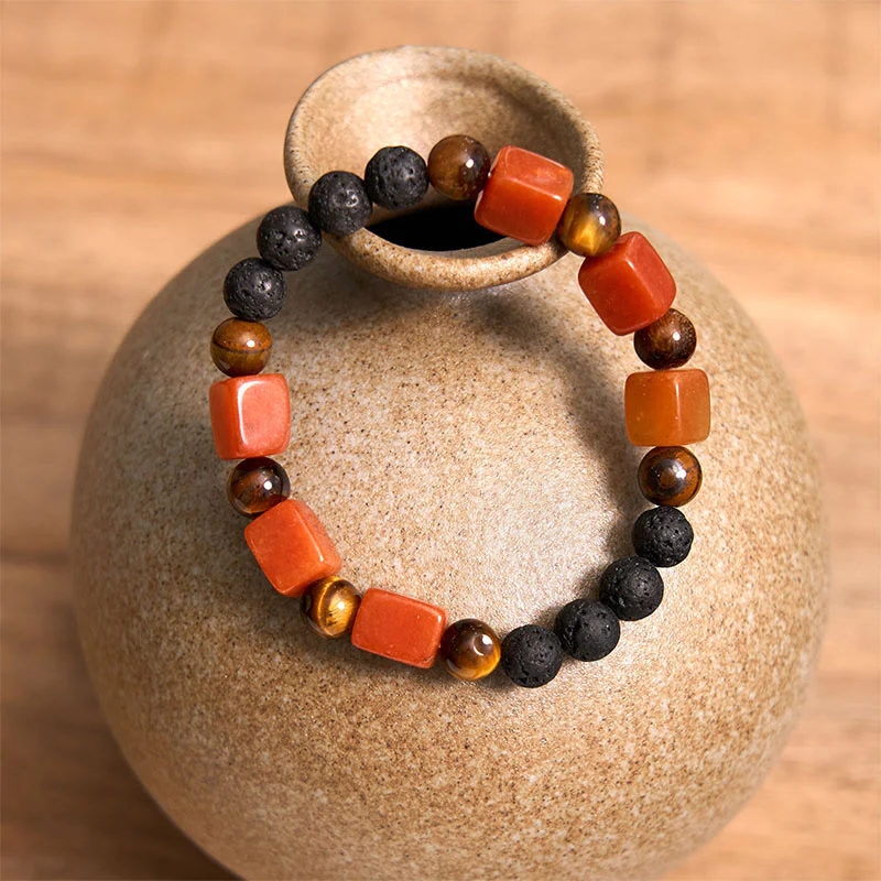 Braccialetto di supporto in pietra lavica con vari cristalli Buddha Stones - Image 53