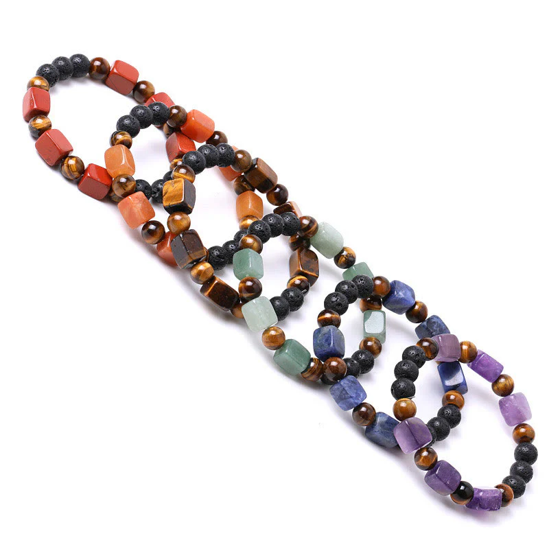 Braccialetto di supporto in pietra lavica con vari cristalli Buddha Stones - Image 62
