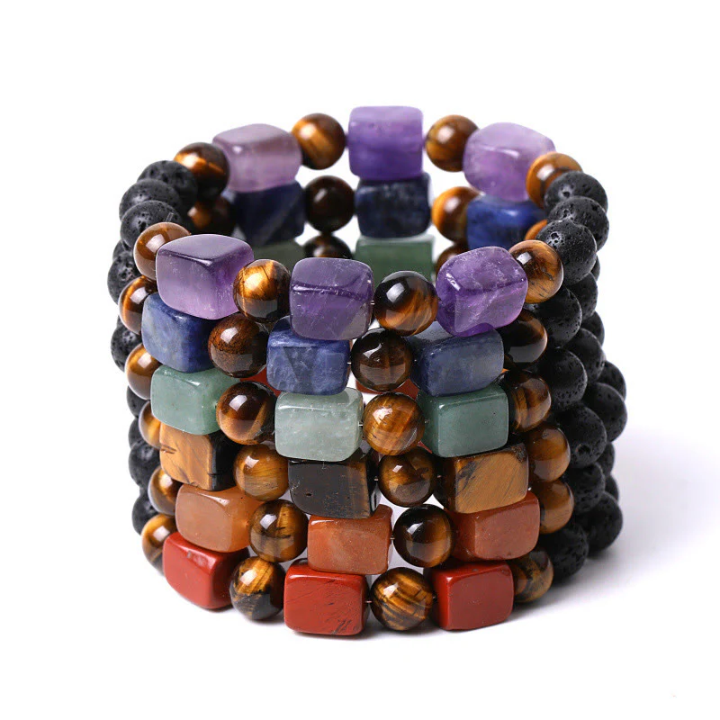 Braccialetto di supporto in pietra lavica con vari cristalli Buddha Stones - Image 63