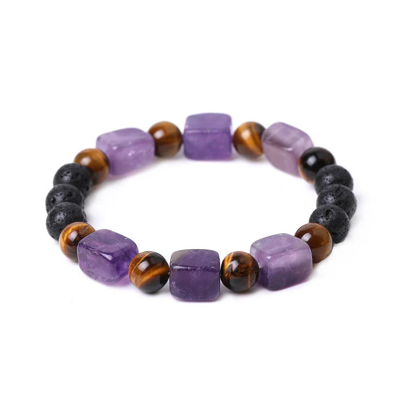 Braccialetto di supporto in pietra lavica con vari cristalli Buddha Stones - Image 73