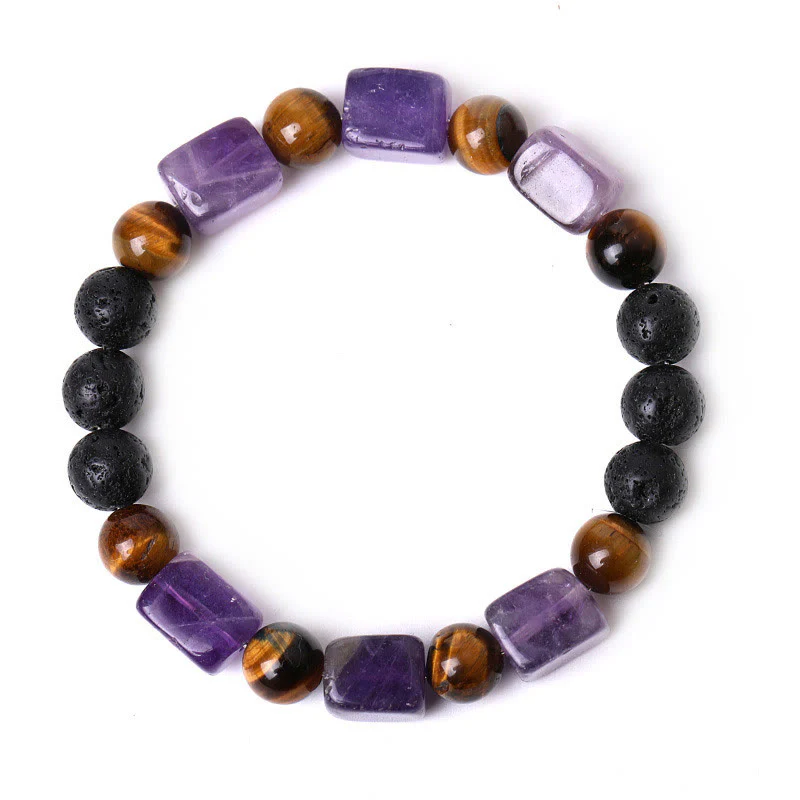 Braccialetto di supporto in pietra lavica con vari cristalli Buddha Stones - Image 9