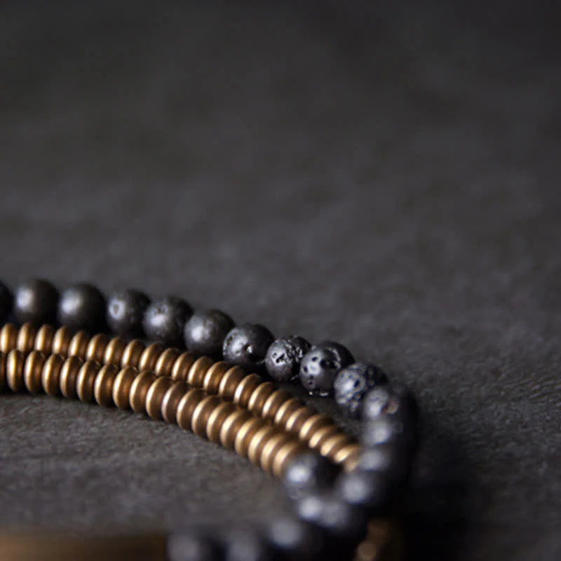 Braccialetto di supporto in rame con roccia lavica vintage Buddha Stones - Image 13