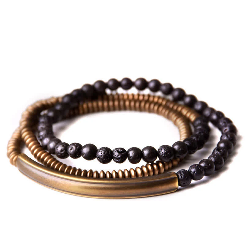 Braccialetto di supporto in rame con roccia lavica vintage Buddha Stones - Image 14