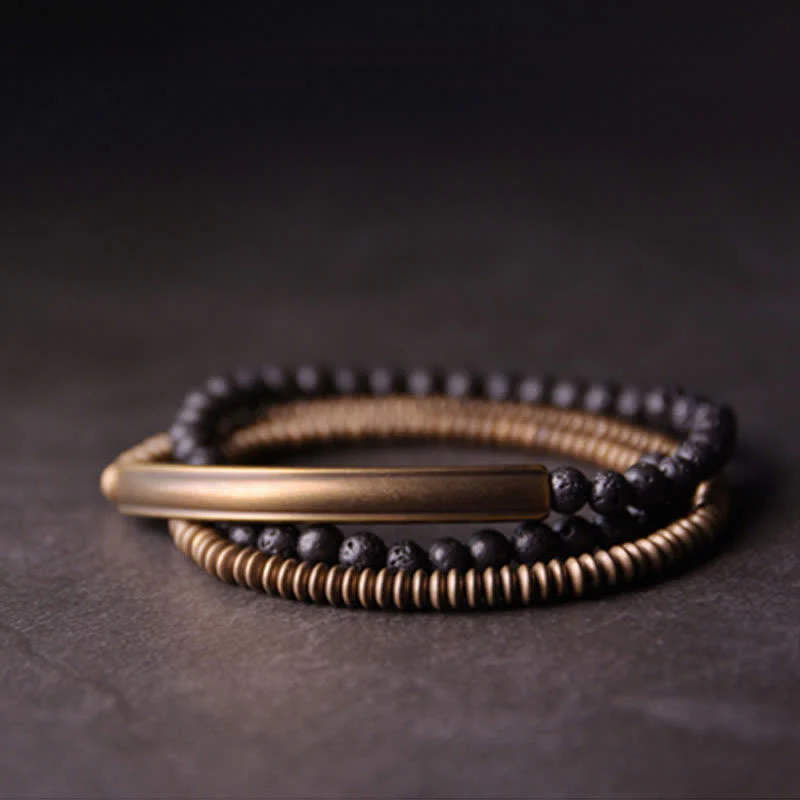 Braccialetto di supporto in rame con roccia lavica vintage Buddha Stones - Image 7