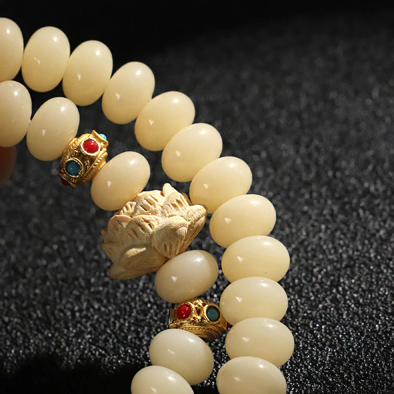 Braccialetto doppio giro Buddha Stones Bodhi Seed Peach Wood Lotus Wealth - Image 10