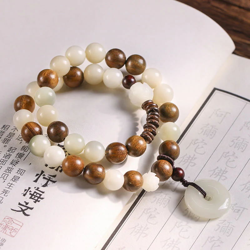 Braccialetto doppio giro Buddha Stones Bodhi Seed Sandalo verde Lotus Peace Buckle Harmony - Image 3