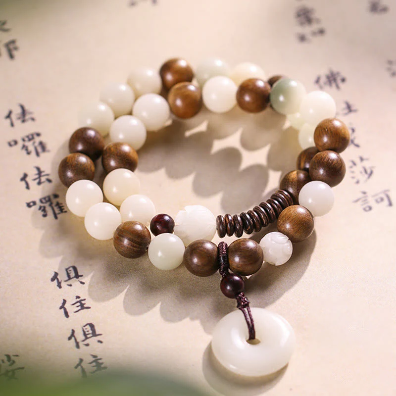 Braccialetto doppio giro Buddha Stones Bodhi Seed Sandalo verde Lotus Peace Buckle Harmony - Image 5