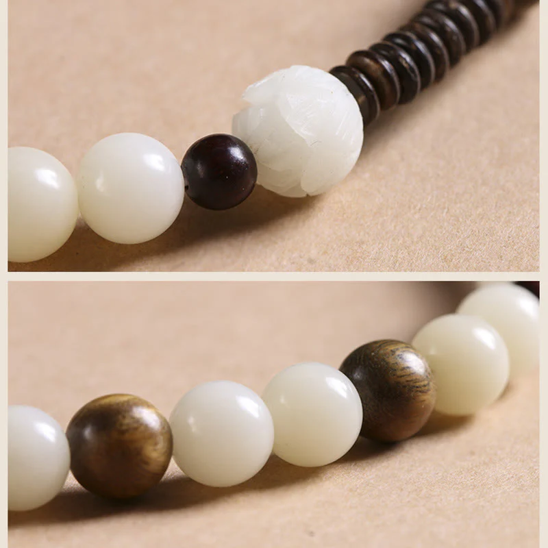 Braccialetto doppio giro Buddha Stones Bodhi Seed Sandalo verde Lotus Peace Buckle Harmony - Image 7