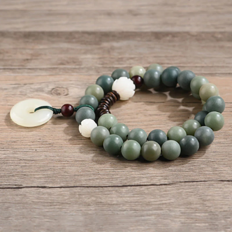 Braccialetto doppio giro Buddha Stones Cyan Bodhi Seed Lotus Jade Peace Buckle Wisdom - Image 10