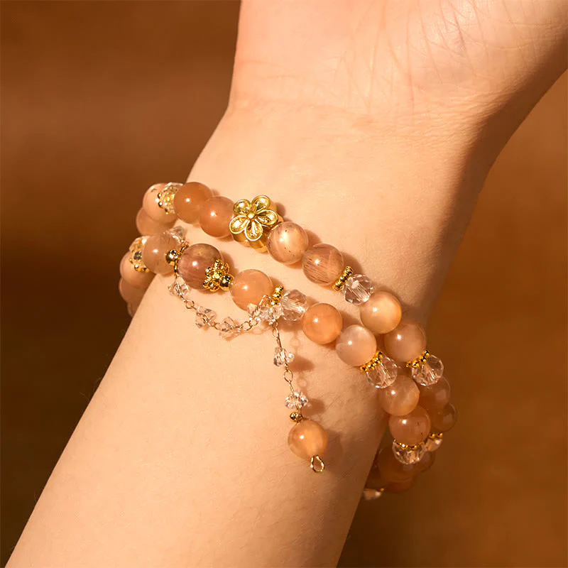 Braccialetto doppio giro Buddha Stones Sun Stone Crystal Peach Blossom Wealth - Image 3