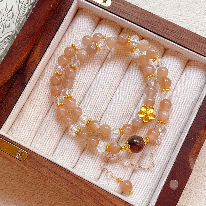 Braccialetto doppio giro Buddha Stones Sun Stone Crystal Peach Blossom Wealth - Image 4