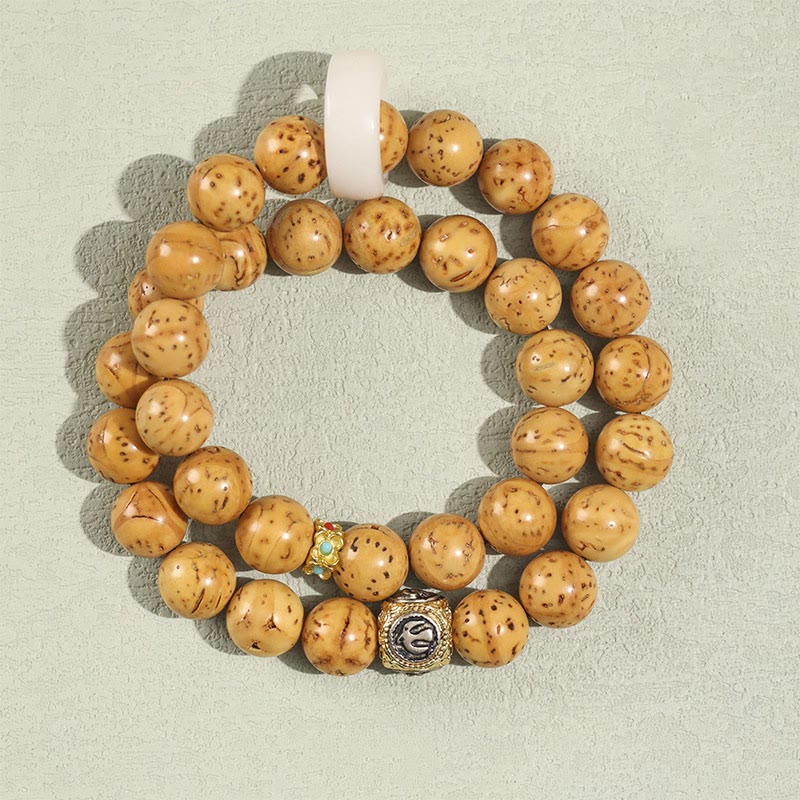 Braccialetto doppio giro Buddha Stones Tibetano Naturale Viola Oro Ratto Bodhi Seed Ricchezza - Image 8