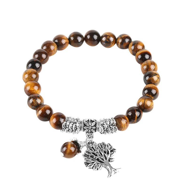 Braccialetto elastico portafortuna con albero della vita in pietra preziosa naturale Buddha Stones - Image 22
