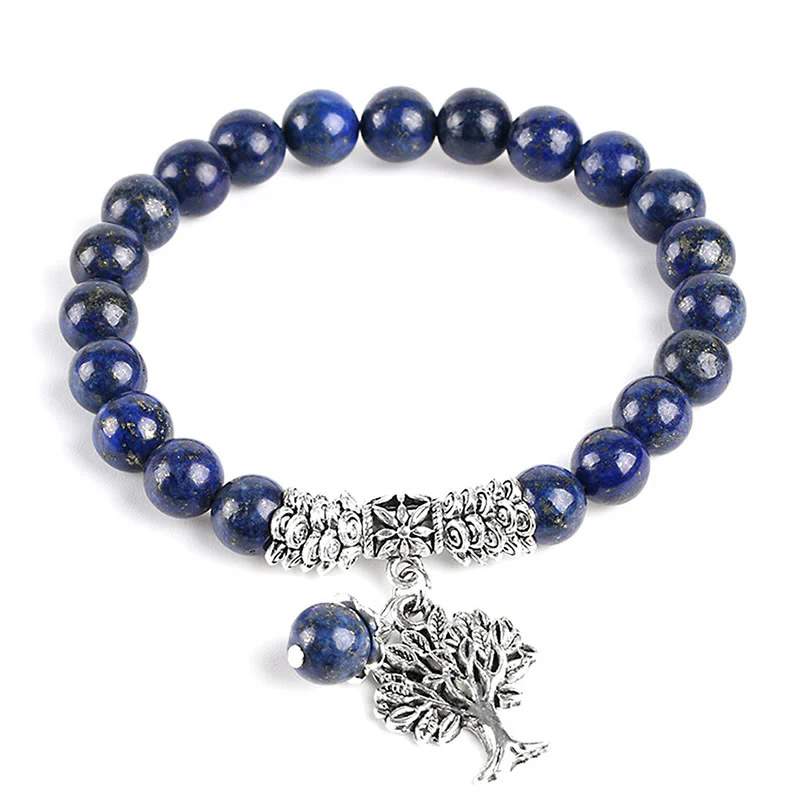 Braccialetto elastico portafortuna con albero della vita in pietra preziosa naturale Buddha Stones - Image 47