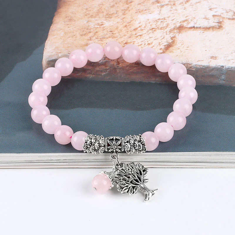Braccialetto elastico portafortuna con albero della vita in pietra preziosa naturale Buddha Stones - Image 9