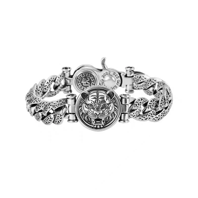 Braccialetto energetico della fortuna inciso con motivo floreale della dinastia Tang e Buddha Stones - Image 10