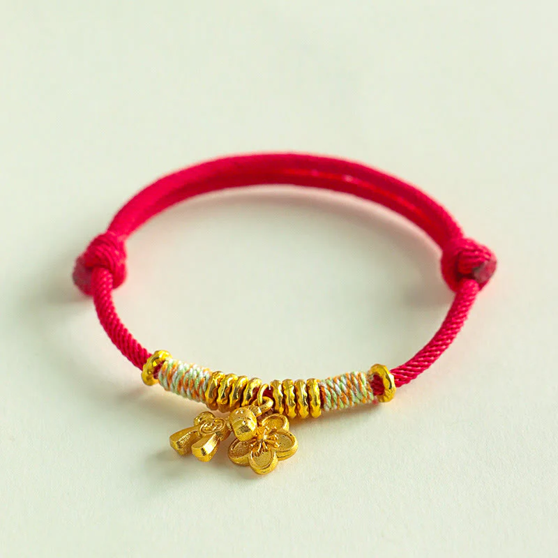 Braccialetto fatto a mano con ciondolo a forma di fiore dell'anno del cavallo con cordino rosso Buddha Stones - Image 2