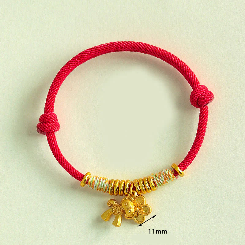 Braccialetto fatto a mano con ciondolo a forma di fiore dell'anno del cavallo con cordino rosso Buddha Stones - Image 4