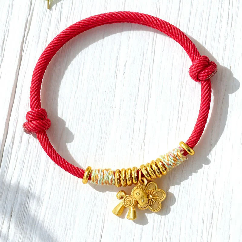 Braccialetto fatto a mano con ciondolo a forma di fiore dell'anno del cavallo con cordino rosso Buddha Stones - Image 6