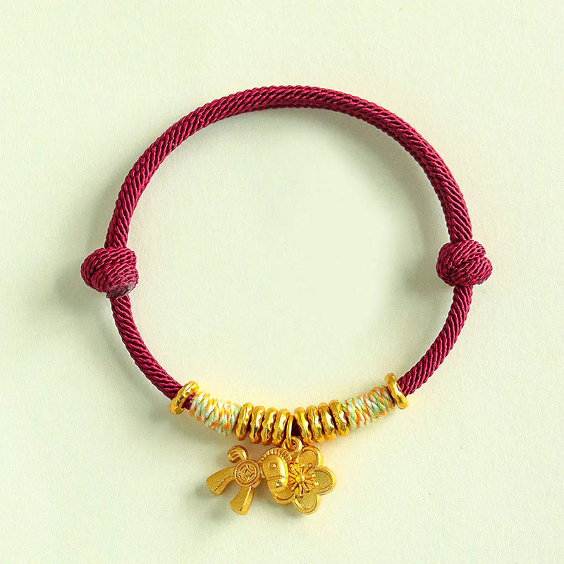 Braccialetto fatto a mano con ciondolo a forma di fiore dell'anno del cavallo con cordino rosso Buddha Stones - Image 9